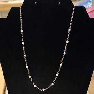 Time and Tru Gold Tone Necklace with White Accents
